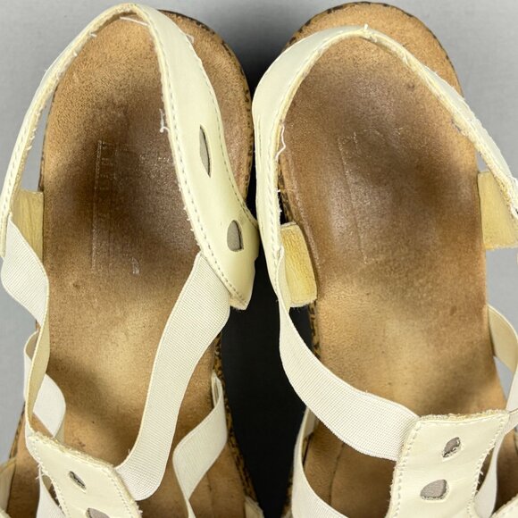 Rieker Elba Leather Wedge Sandals Womens 8.5 EU 40 White Ankle Strap - Picture 8 of 10